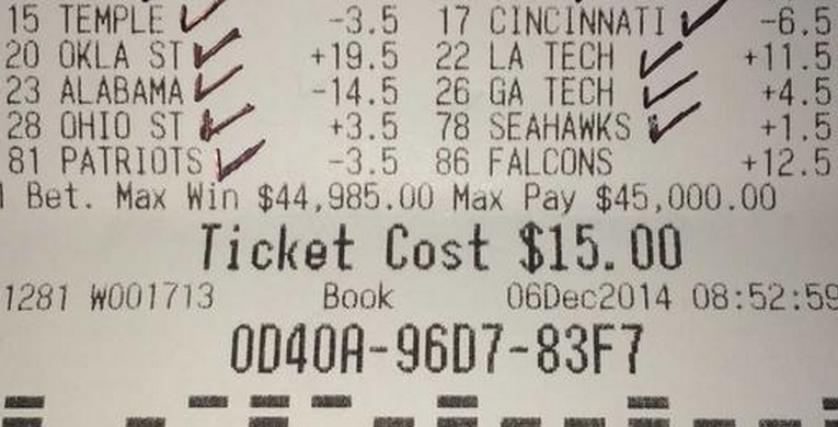 A $45,000 win off a $15 parlay ticket.