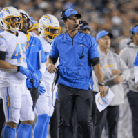 Los Angeles Chargers sideline watches NFL game