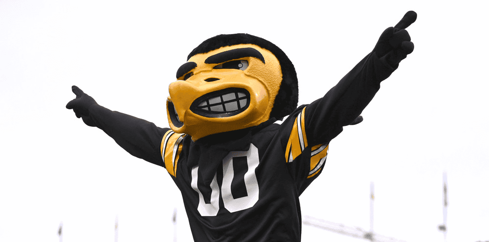 Iowa Football mascot on field for Iowa vs Iowa State