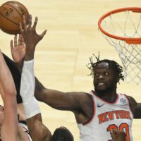 Julius Randle of the New York Knicks attempts to hit NBA Player Props number