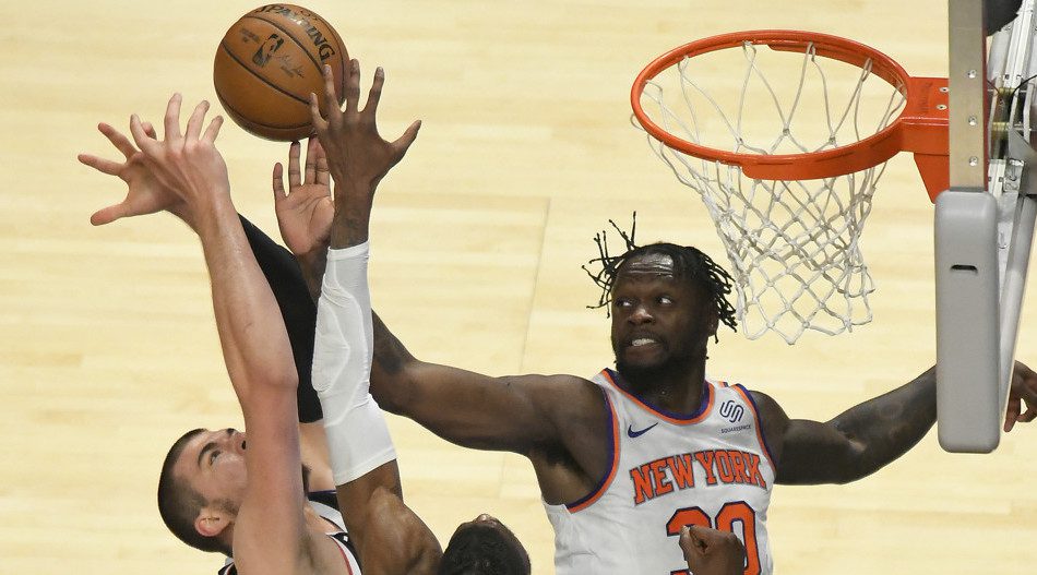 Julius Randle of the New York Knicks attempts to hit NBA Player Props number