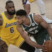 NBA All-Stars Giannis Antetokounmpo and Lebron James