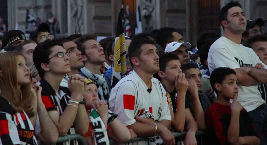 Juventus Fans Watching the Serie A match