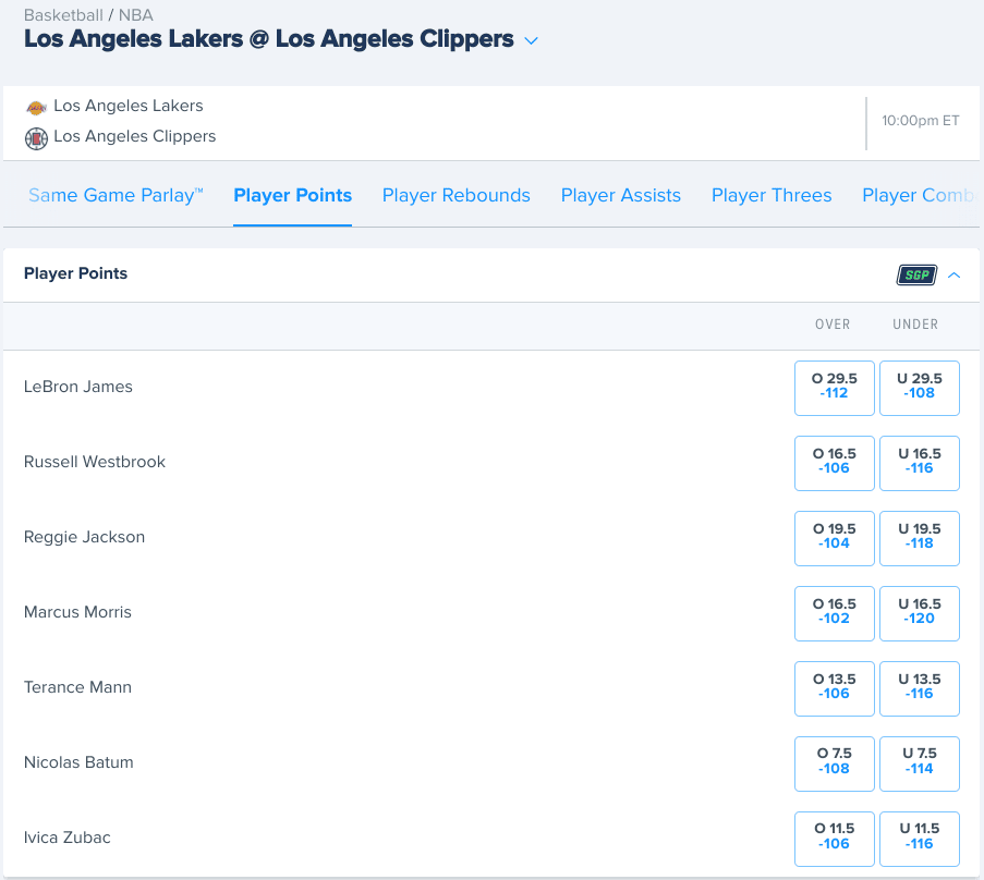 Clippers vs Lakers Player Props