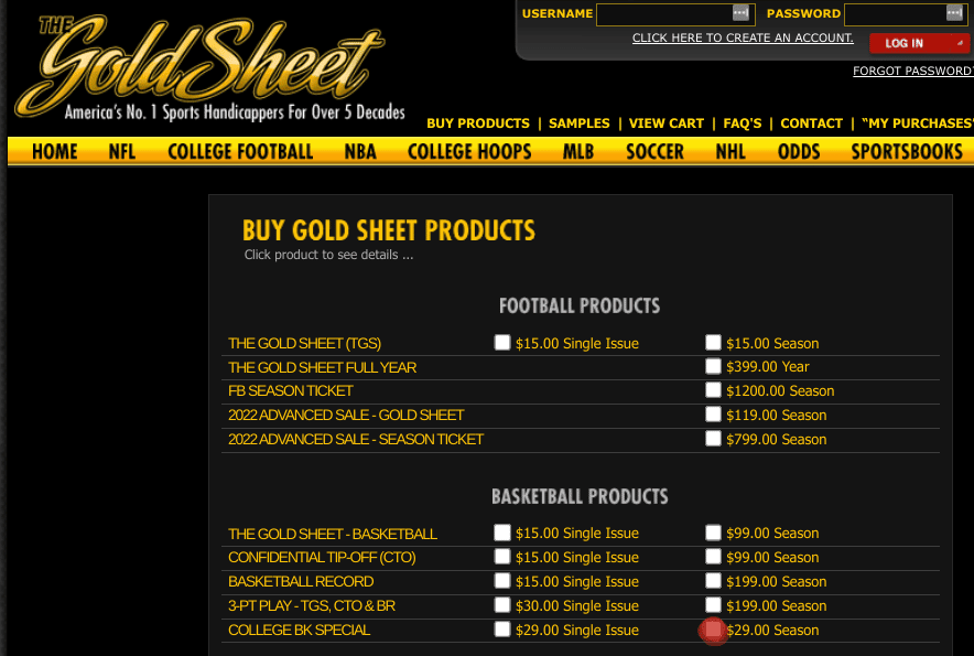 GoldSheet Product Page