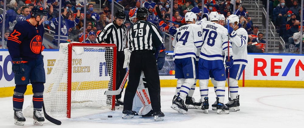 Toronto Maple Leafs Celebrating a Goal