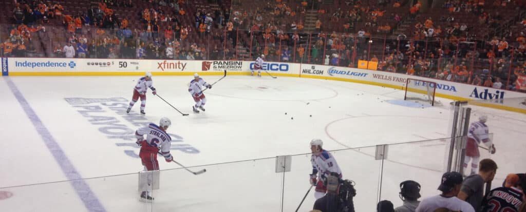 New York Rangers Warming Up