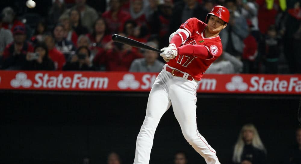 Shohei Ohtani of Angels Hits Baseball