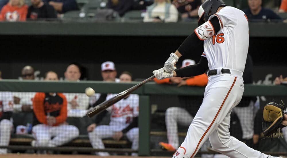 Trey Mancini of Orioles Hits Baseball