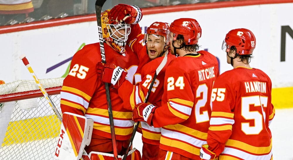 Calgary Flames Celebrate Win