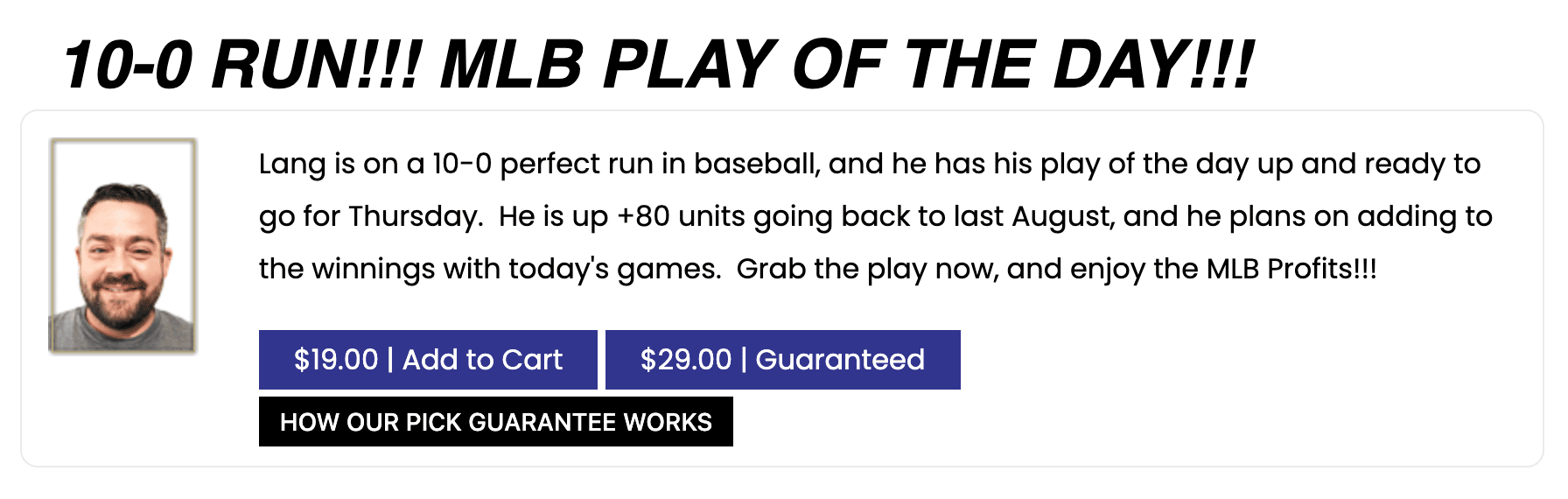 Andy Lang MLB Picks Package