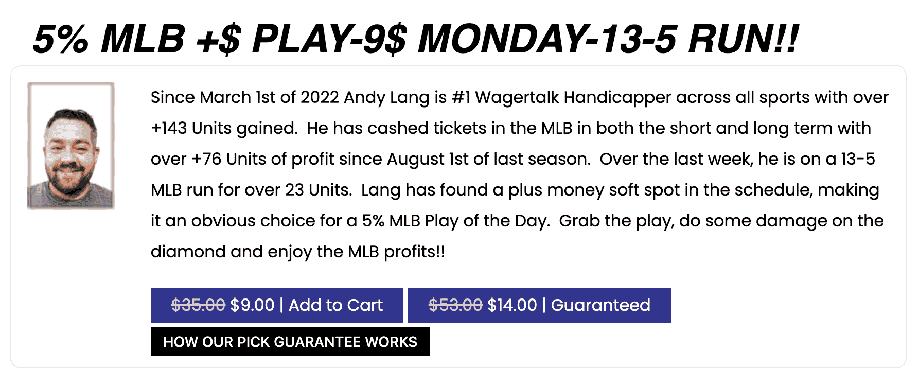 Andy Lang MLB Picks