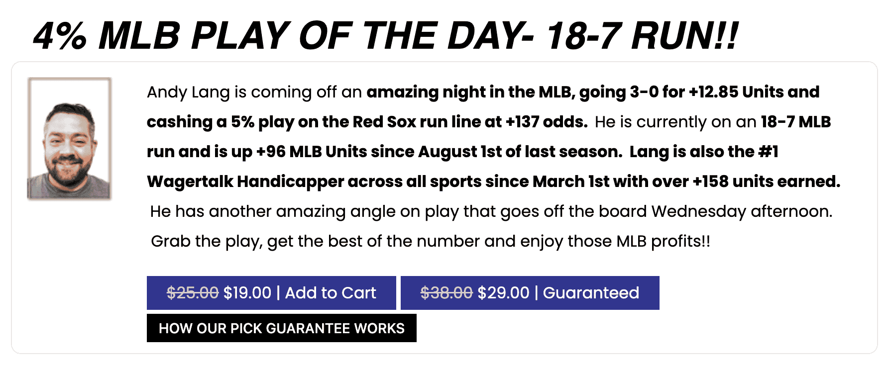 Andy Lang MLB Picks