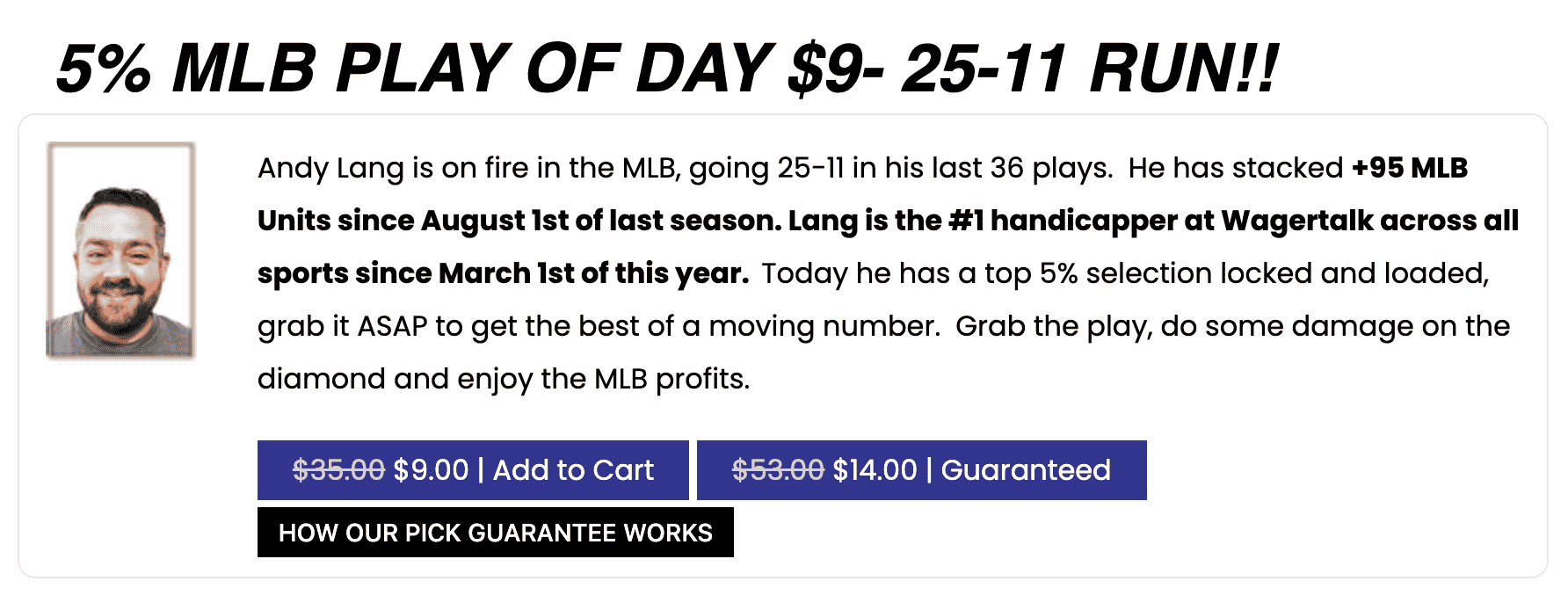 Andy Lang MLB Picks