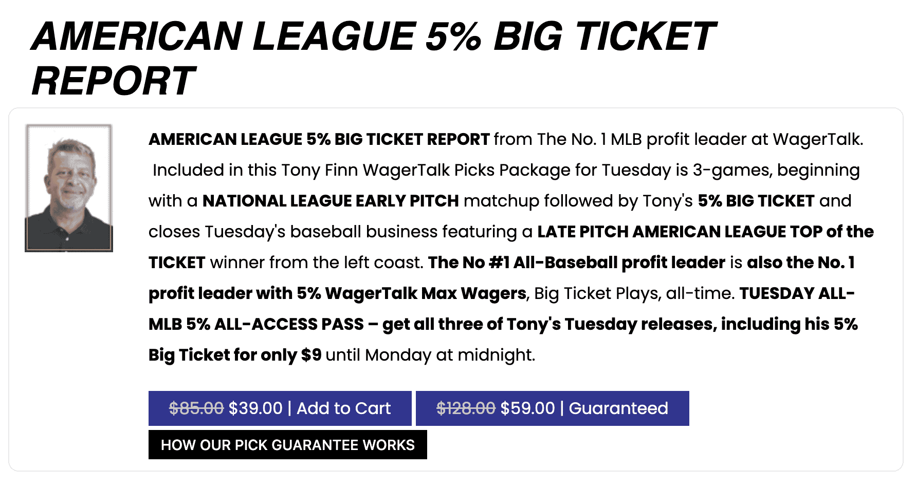 Tony Finn MLB Picks