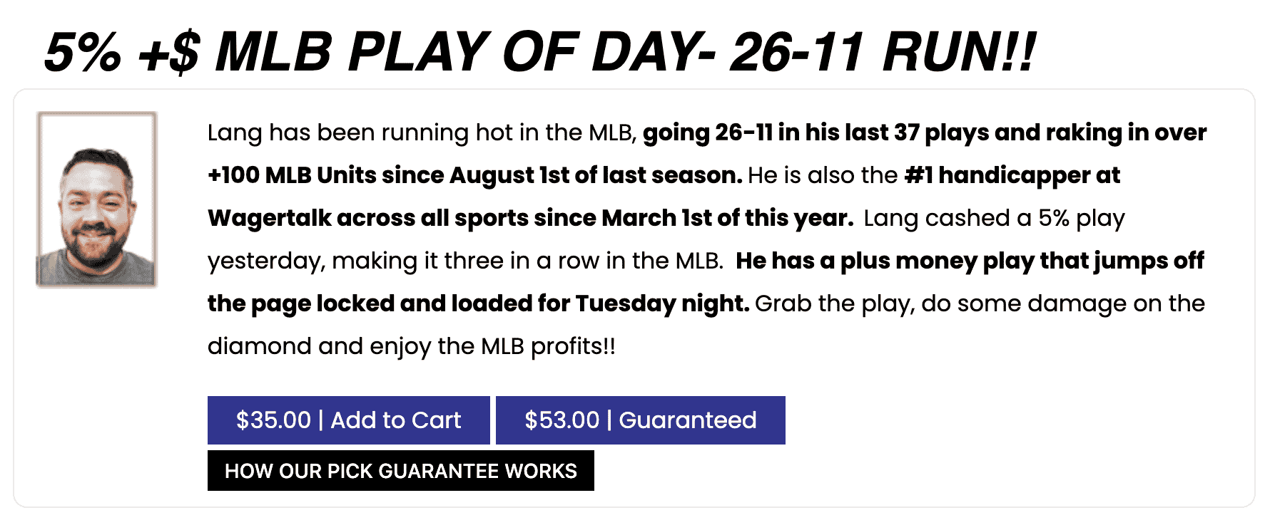 Andy Lang MLB Picks