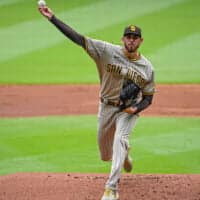 Joe Musgrove of Padres pitches baseball