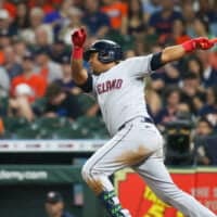 Jose Ramirez of Guardians hits home run