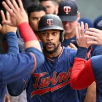 Byron Buxton of Twins celebrates home run