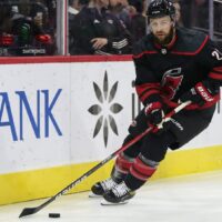 Carolina Hurricanes Player Skates With Puck