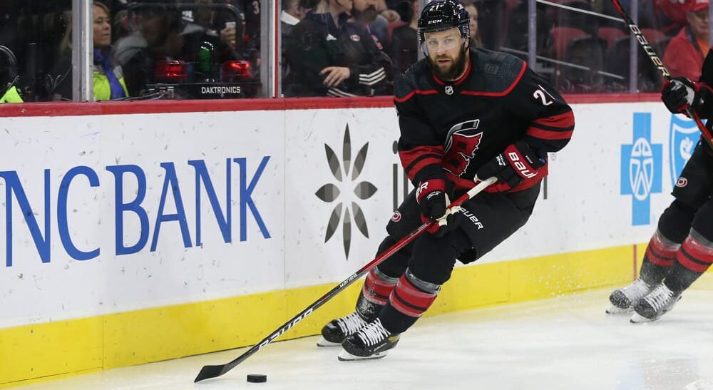 Carolina Hurricanes Player Skates With Puck