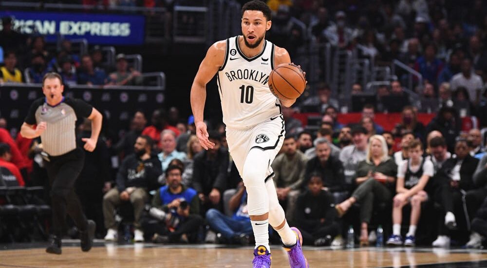 Ben Simmons of Brooklyn Nets looks to pass NBA player props today