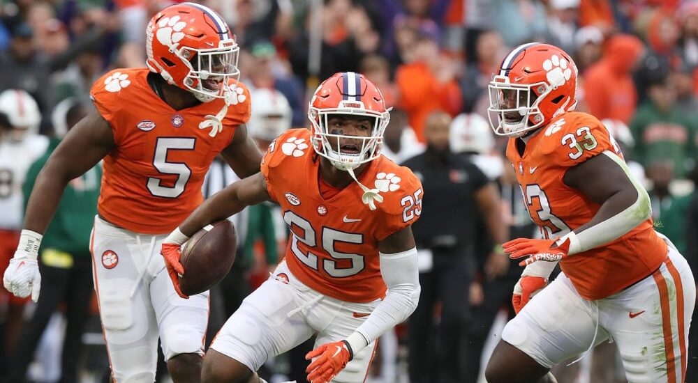 Clemson Tigers Celebrate Interception