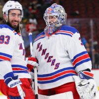 Rangers Players Talk During Game