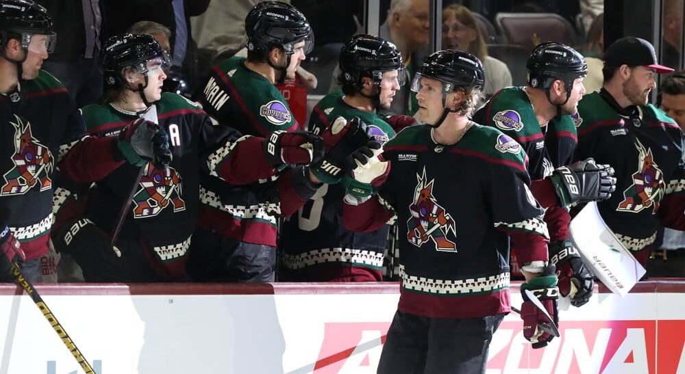 Arizona Coyotes celebrate goal