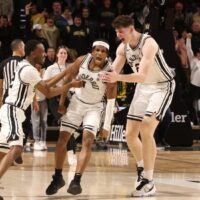 Vanderbilt players celebrate after play