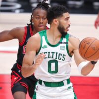 Jayson Tatum of Boston Celtics attempts to pass NBA Player Props