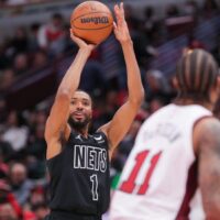 Mikal Bridges of Brooklyn Nets Shoots Three-Pointer