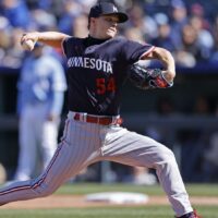 Sonny Gray of Twins pitches baseball