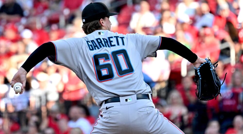 Braxton Garrett of Miami Marlins pitches baseball