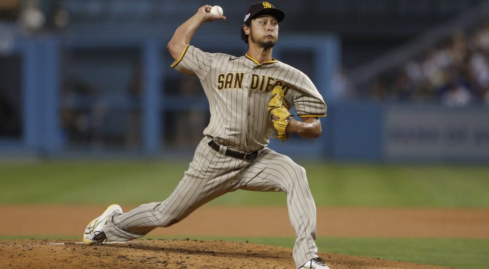 Yu Darvish of Padres pitches MLB baseball in first inning