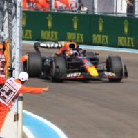 Max Verstappen rounds corner in Formula 1 race