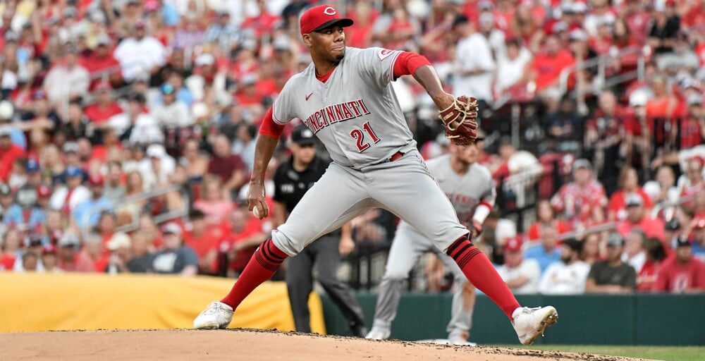 Hunter Greene of Reds pitches baseball