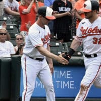 Ryan O'Hearn of Baltimore Orioles celebrates home run