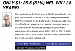 Teddy's Week 1 NFL play