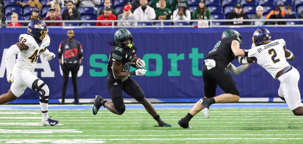 Ohio running back Sieh Bangura runs in MAC Championship Game