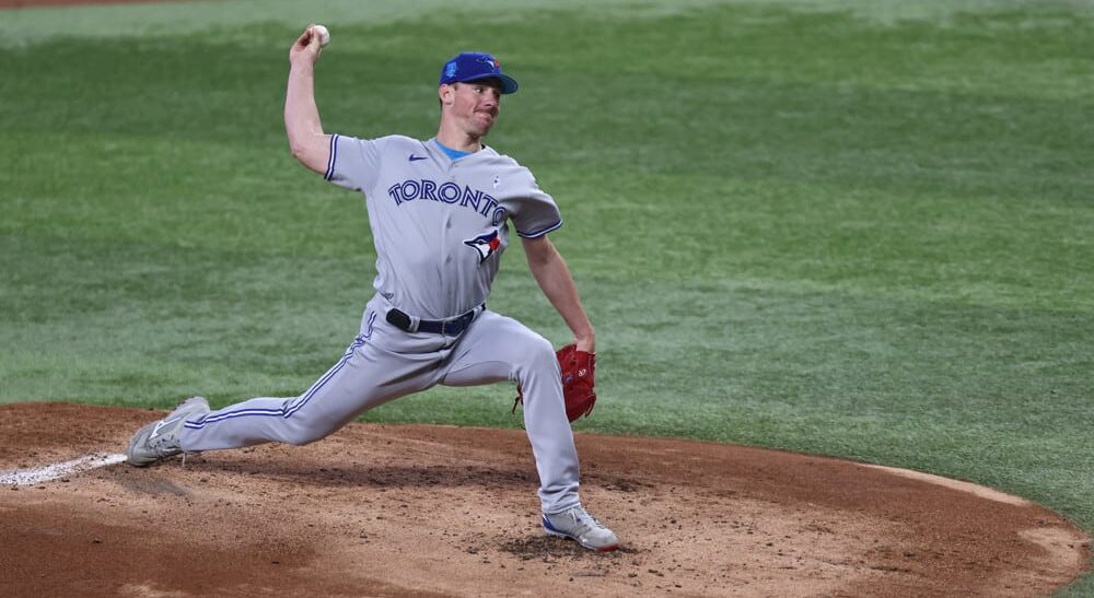 Chris Bassitt of Blue Jays pitches baseball