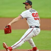 Spencer Strider of Braves pitches baseball