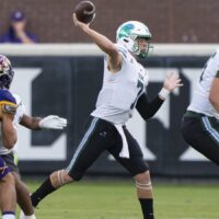 Tulane football QB Michael Pratt passes football