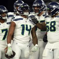 Seattle Seahawks celebrate after play