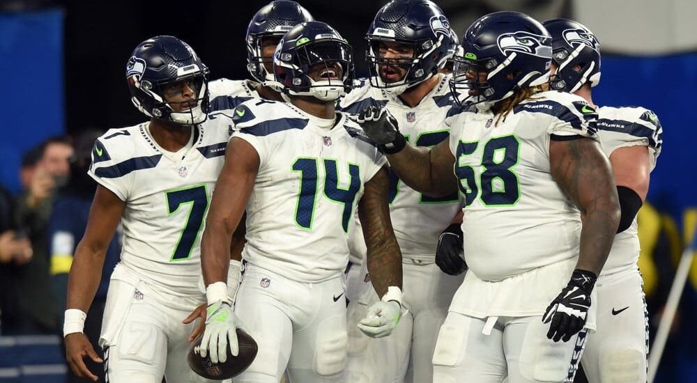 Seattle Seahawks celebrate after play