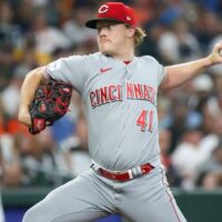 Andrew Abbott of Reds pitches MLB baseball for a YRFI