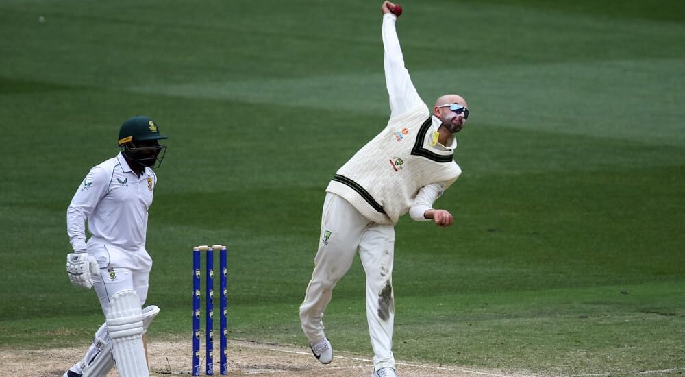 Cricket pitcher throws ball