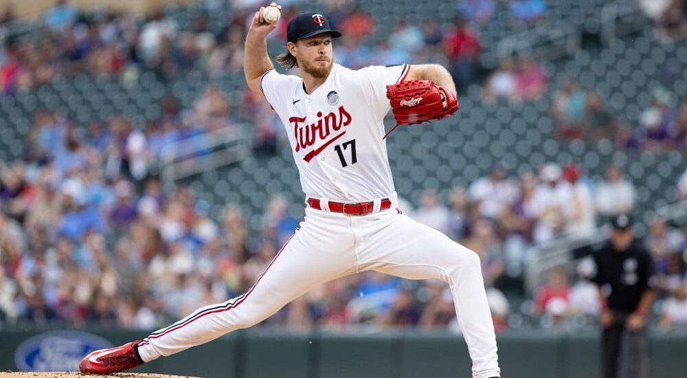 Bailey Ober of Twins pitches baseball