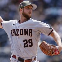 Merrill Kelly of Diamondbacks pitches MLB baseball