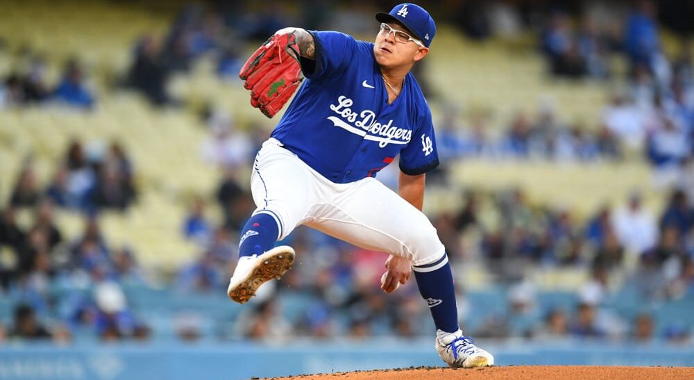 Julio Urias pitches MLB baseball